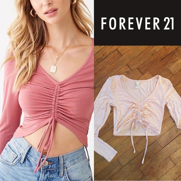 Forever 21 Tops - 🌻 [3/$13] Forever 21 Ruched Drawstring Crop Top